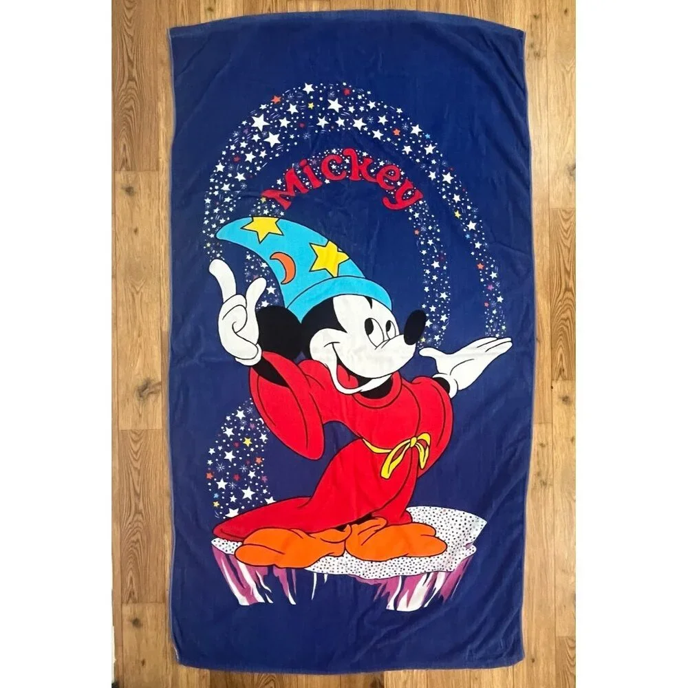Vintage Franco Disney Mickey Sorcerer Beach Bath Towel 34x62